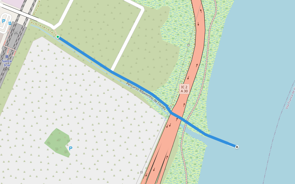 Percurso Ribeirinho de Loures walking route map in Santa Iria de Azoia