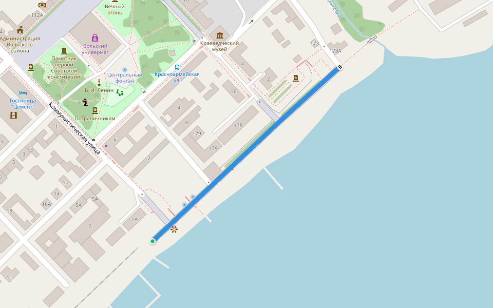 Набережная им. Злобина walking route map in Volsk