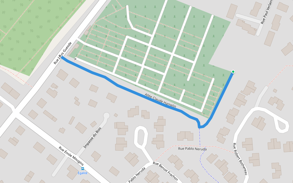 Allée Claude Hamelin walking route map in Colombelles