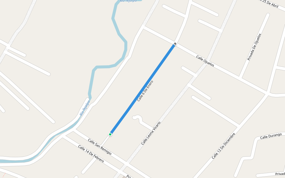 Calle 6 De Enero walking route map in Jicaltepec Autopan