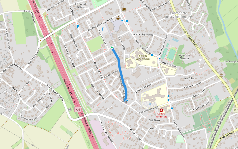 Sentier du Bois du Défend walking route map in Saint-Rémy