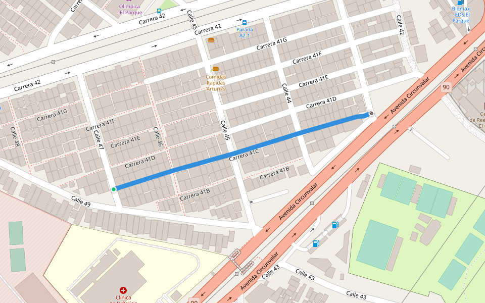 Carrera 41C walking route map in Soledad