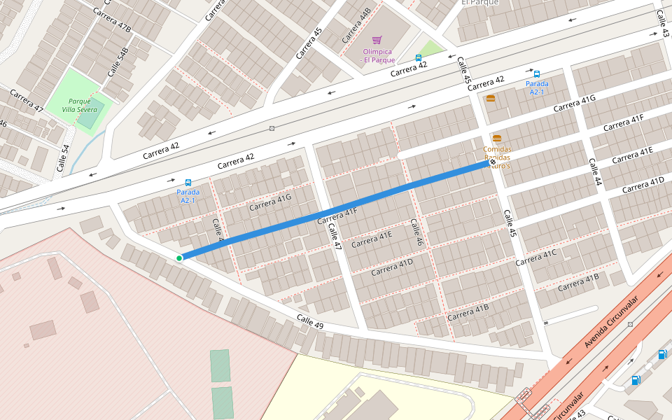 Carrera 41F walking route map in Soledad