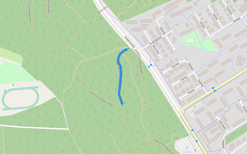 Sveitsin kuntopolku 4km walking route map in Hyvinkää