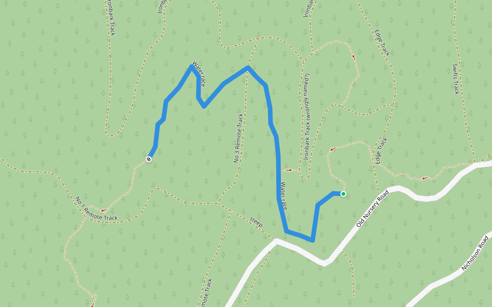 Water race walking route map in Barkers Creek