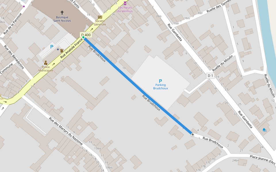 Rue Brudchoux walking route map in Saint-Nicolas-de-Port