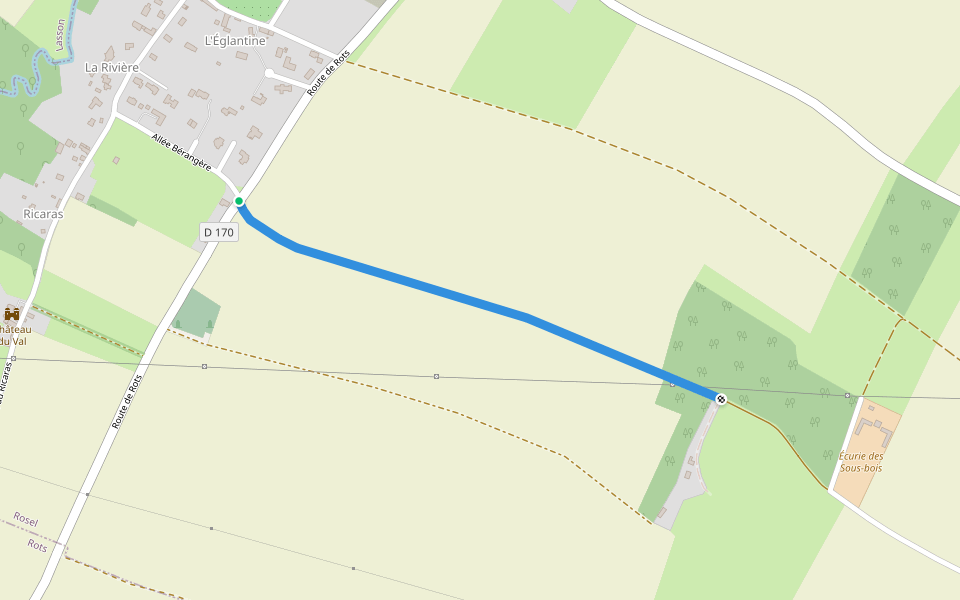 Chemin du Ferrage walking route map in Rosel