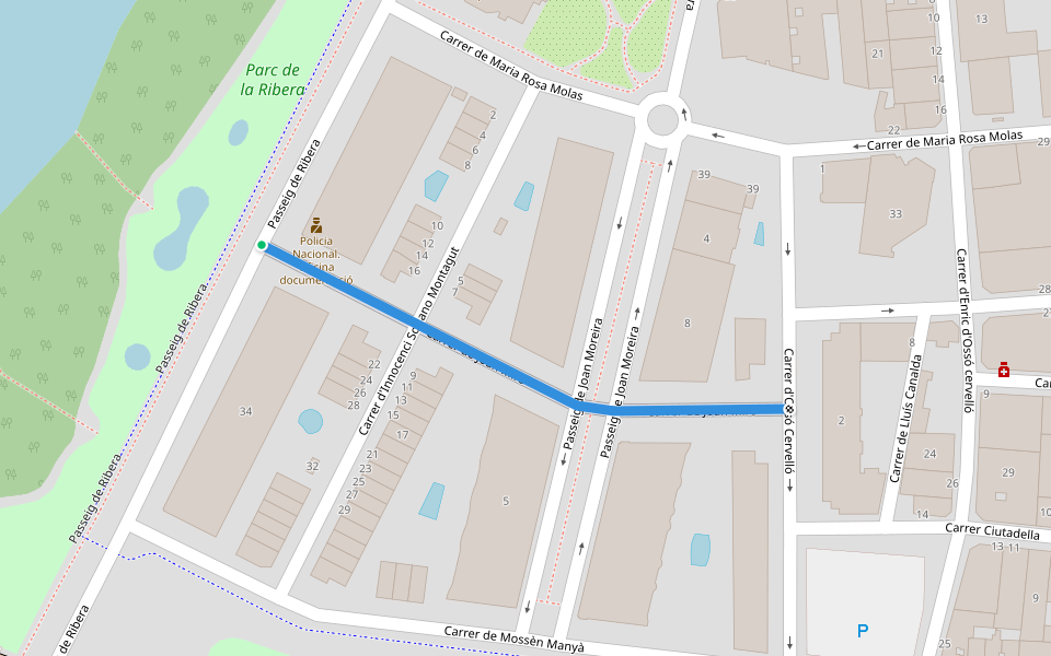 Carrer de Joan Miró walking route map in Tortosa
