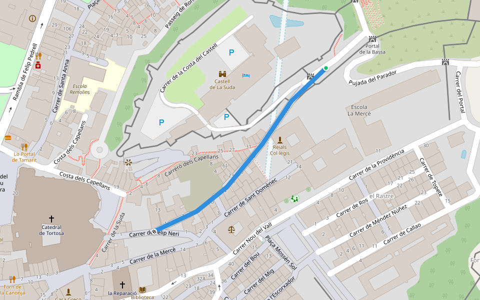 Carrer de la Costa del Castell walking route map in Tortosa