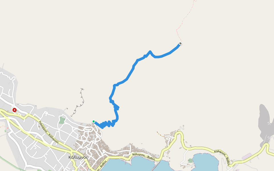 Italian Path walking route map in Kalimnos