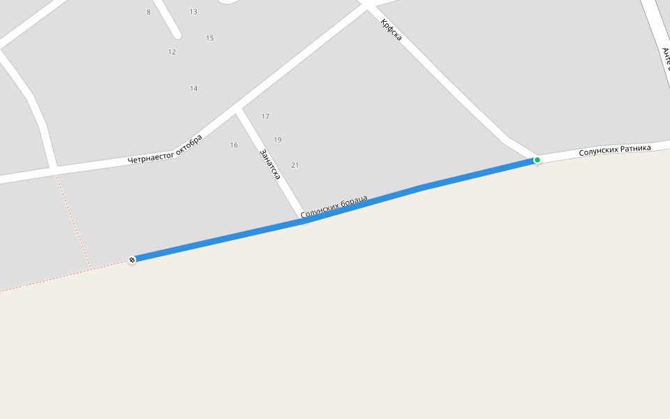 Солунских бораца walking route map in Loznica