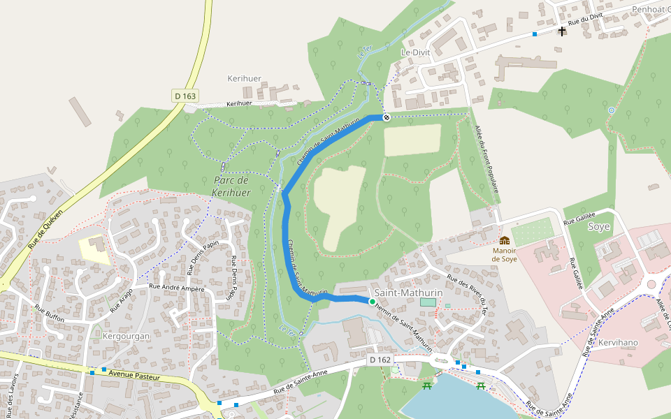 Chemin de Saint-Mathurin walking route map in Ploemeur