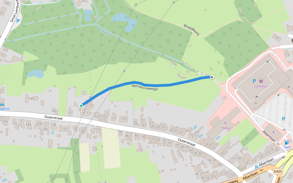 Mansborrewegje walking route map in Ninove