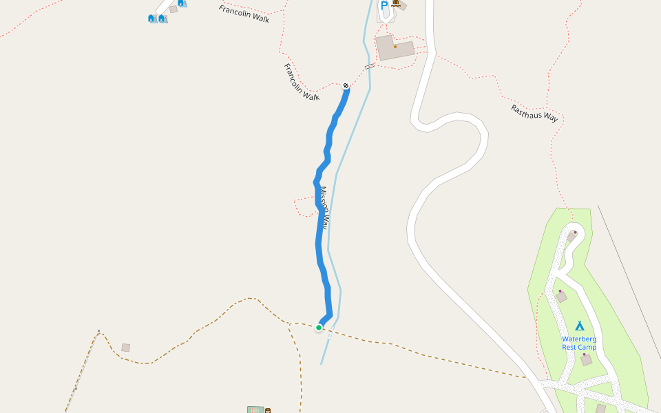 Mission Way walking route map in Waterberg