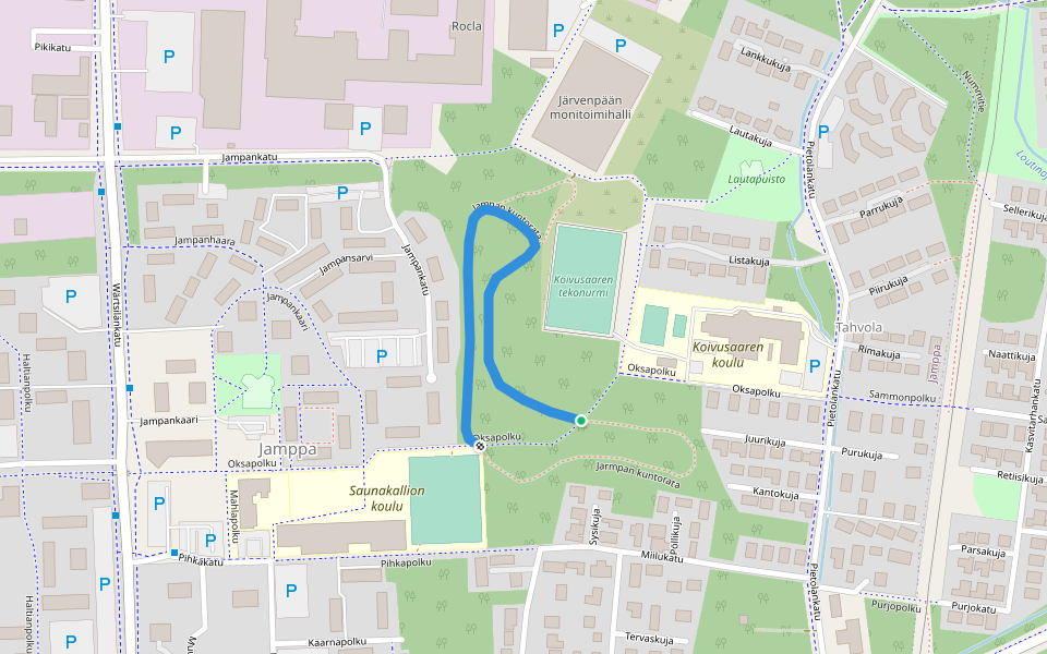 Jampan kuntorata walking route map in Järvenpää