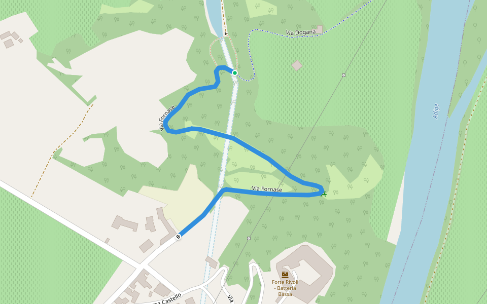 Via Fornase walking route map in Rivoli Veronese