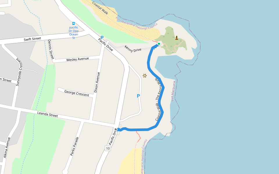 Coastal Walk - The Kenny Walk walking route map in Port Macquarie