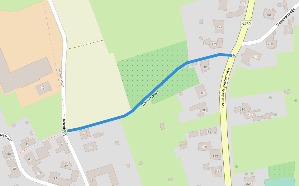 Waelhoveweg walking route map in Ninove