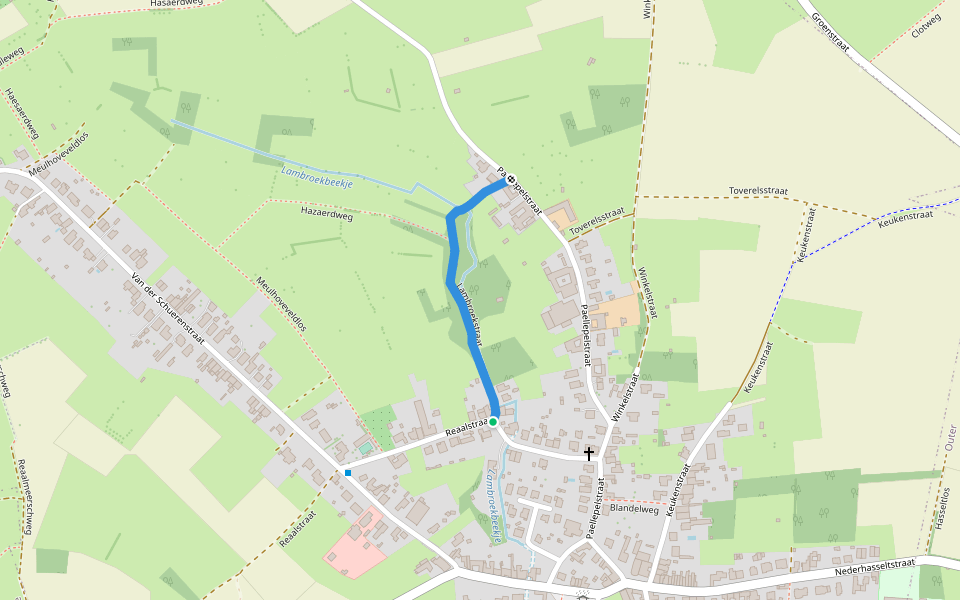 Lambroekstraat walking route map in Ninove