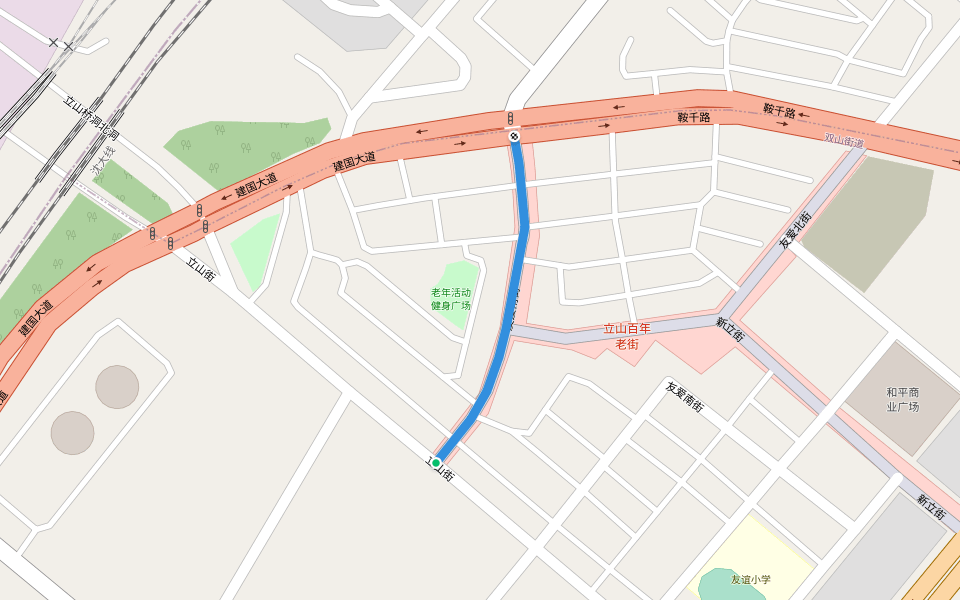 友爱南街 walking route map in An Shan Shi