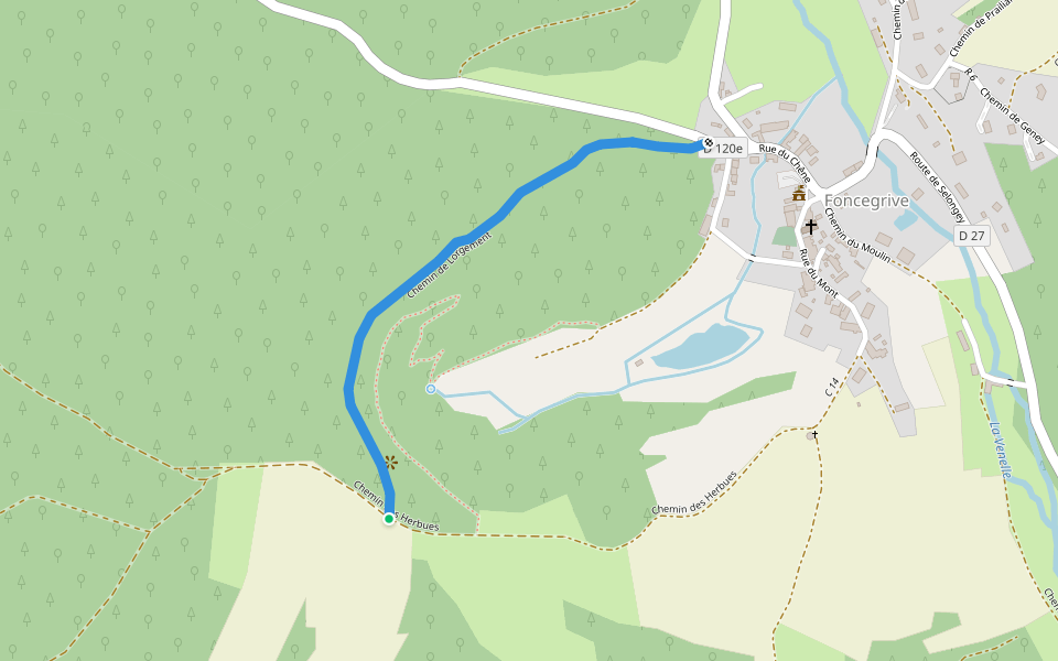 Chemin de Lorgement walking route map in Foncegrive