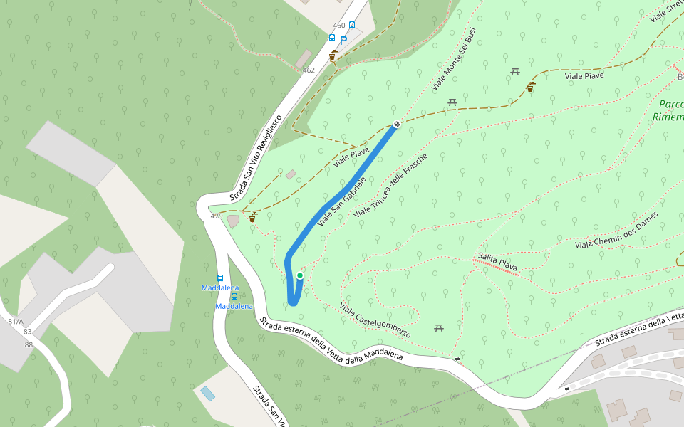 Viale San Gabriele walking route map in Turin
