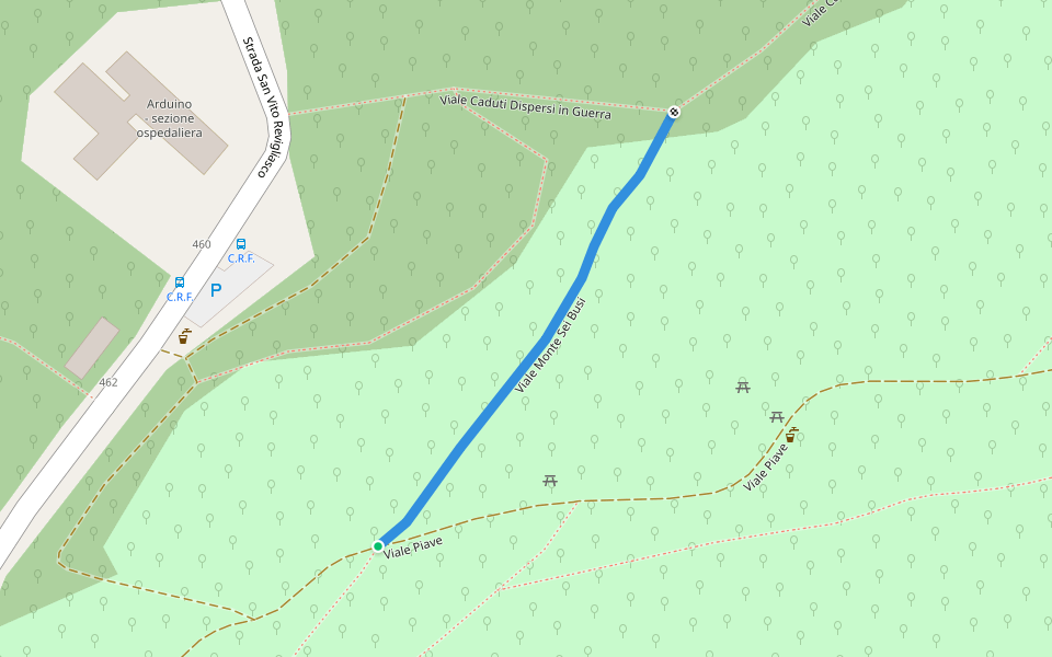 Viale Monte Sei Busi walking route map in Turin