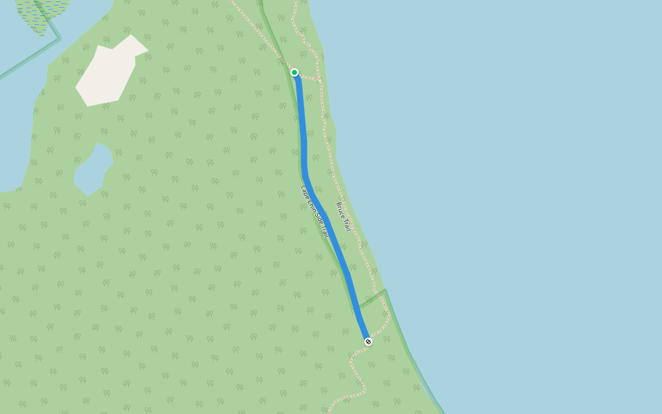Cape Chin Side Trail walking route map in Lion's Head