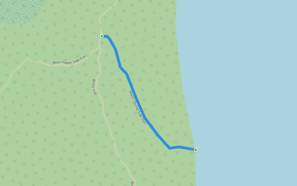 Reed's Dump Side Trail walking route map in Lion's Head