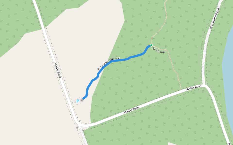 Richardson Side Trail walking route map in Lion's Head