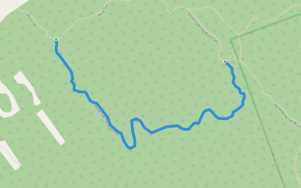 Warder Side Trail (Bruce Trail) walking route map in Lion's Head
