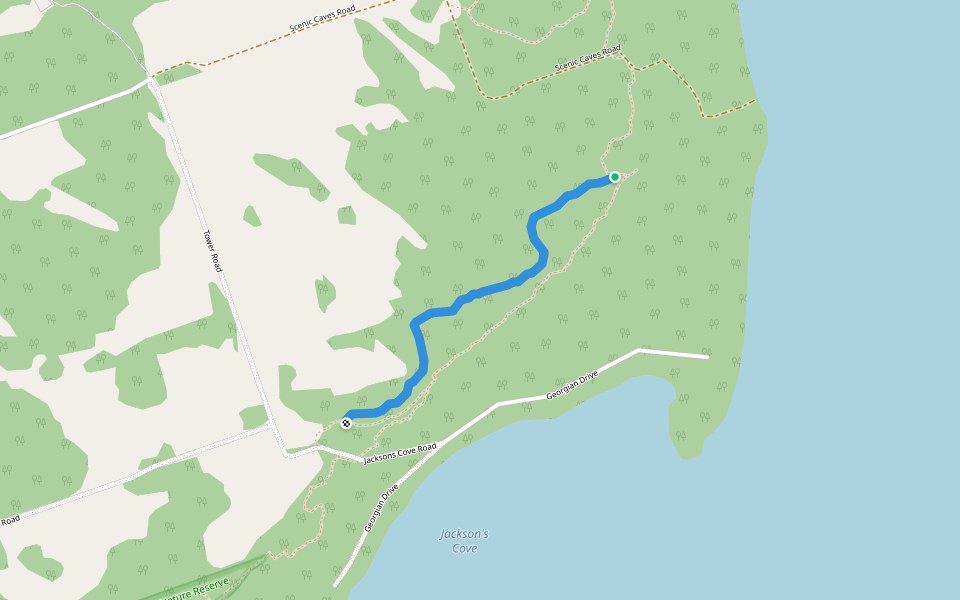 Jackson's Cove Side Trail walking route map in Lion's Head
