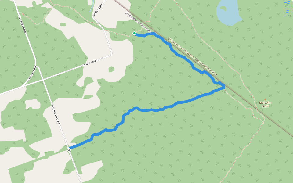 Malcolm Bluff Side Trail walking route map in Wiarton