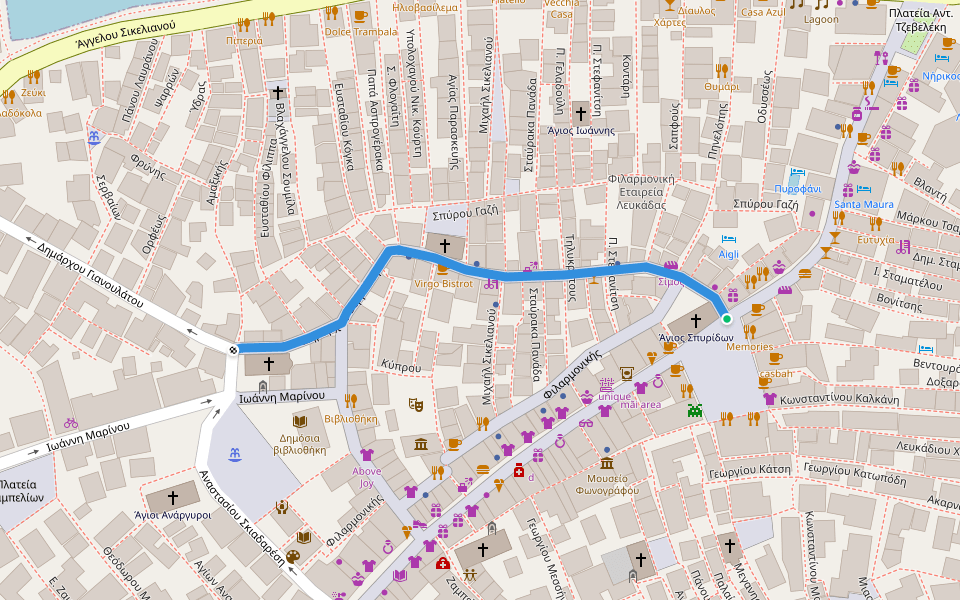 Δημάρχου Βερριώτη walking route map in Lefkada