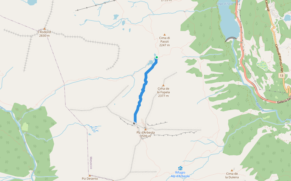 Pass di Passit - Pass de la Cruseta walking route map in Mesocco
