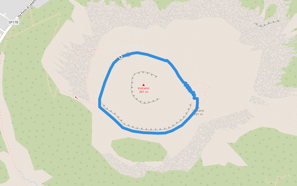 Gran Cratere della Fossa walking route map in Vulcano