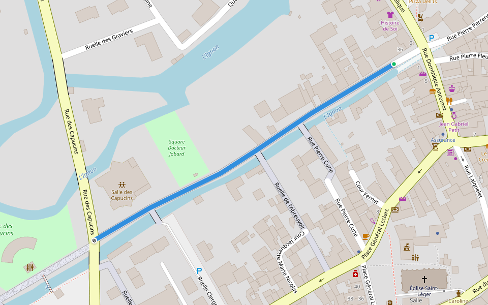 Rue Gambetta walking route map in Is-sur-Tille