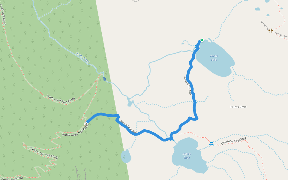 Hunts Cove Trail walking route map in Idanha