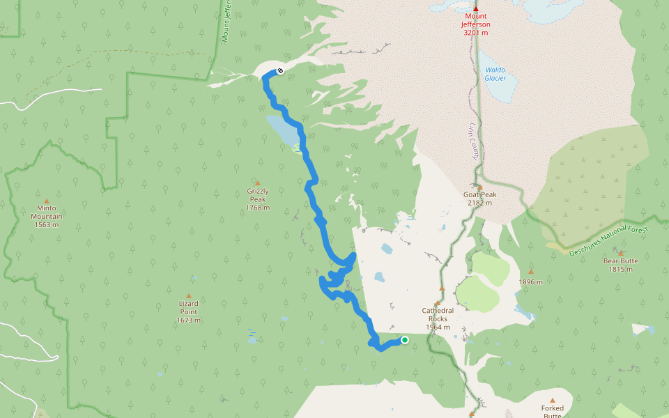 Hunts Creek Trail #3440 walking route map in Idanha