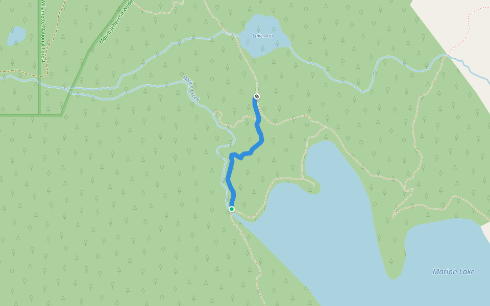 Marion Lake Outlet Trail 3495 walking route map in Idanha