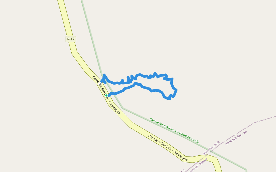 Sendero en el Haitón del Guarataro walking route map in Curimagua