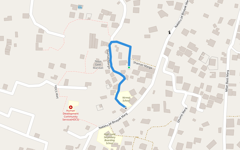 Shamati Marga walking route map in Karyabinayak