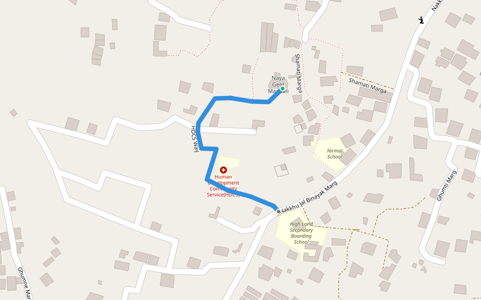 HDCS Way walking route map in Karyabinayak