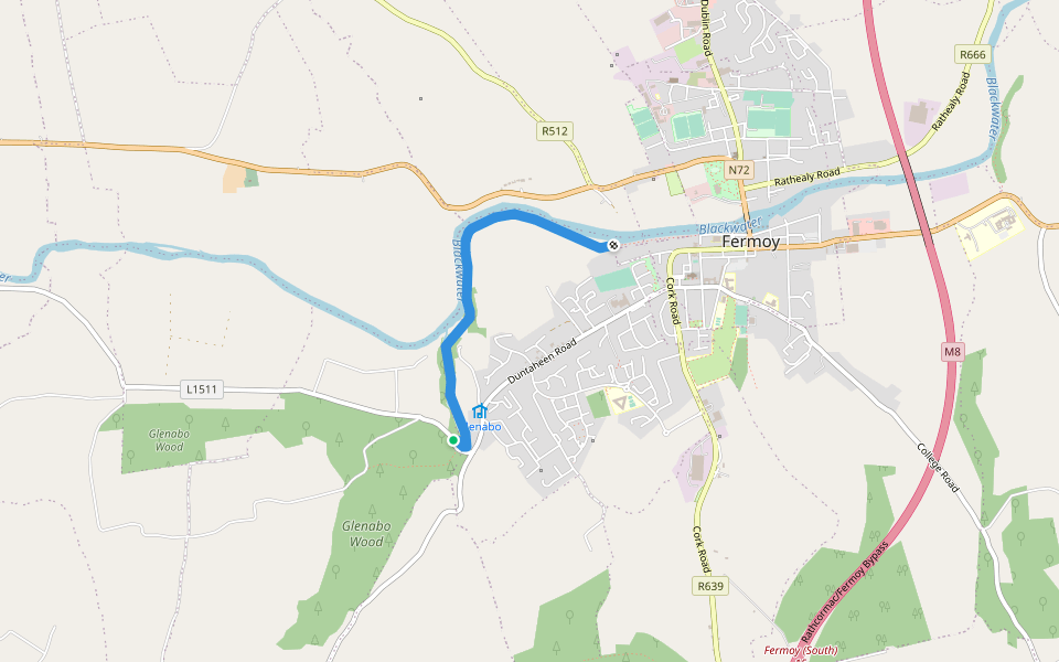 Blackwater Way walking route map in Fermoy