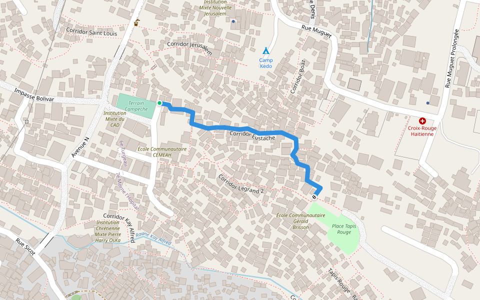 Corridor Eustache walking route map in Port-au-Prince