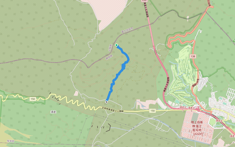 林道凸凹山線 walking route map in Fujiyoshida