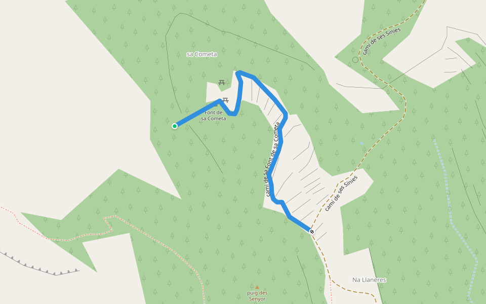 camí de sa Font de sa Cometa walking route map in Calvià