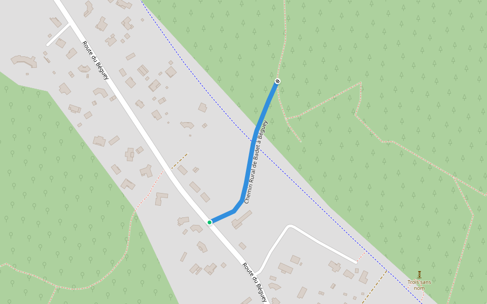 Chemin Rural de Badet à Béguey walking route map in Salles