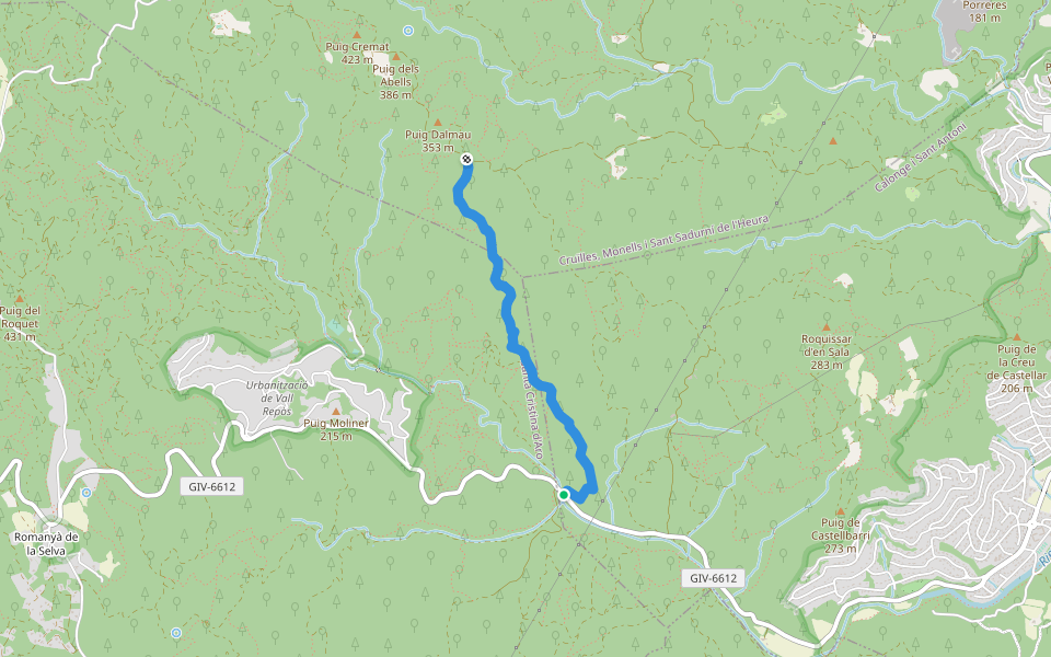 Camí de Can Dalmau walking route map in Santa Cristina d'Aro