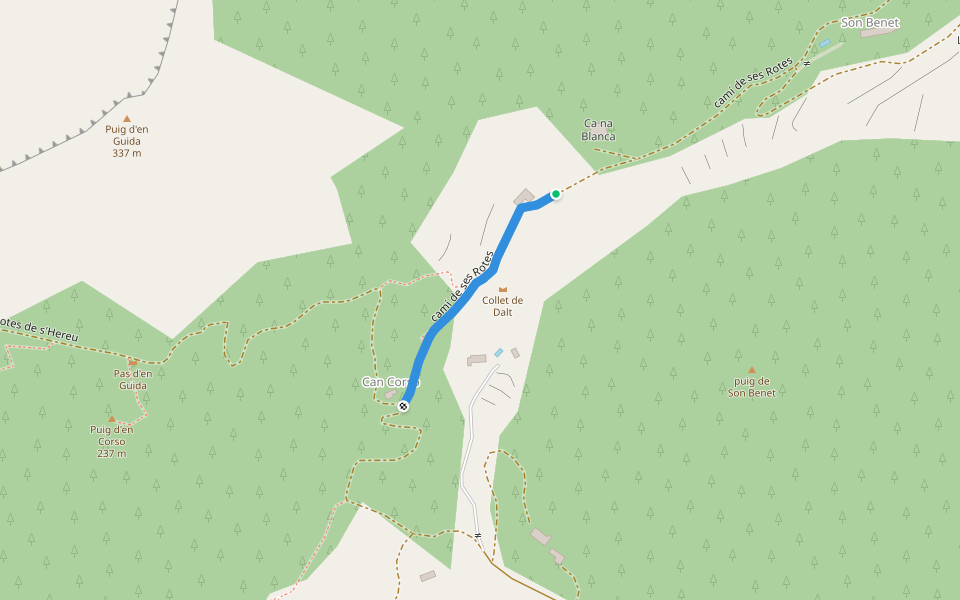 camí de ses Rotes walking route map in Andratx